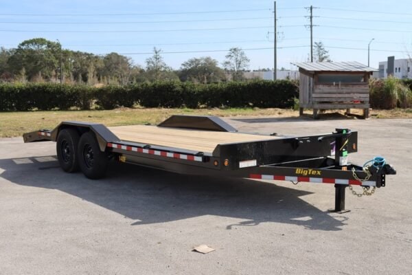 22 Foot Big Tex Heavy Duty with Drive-Over Fender Black Equipment Trailer (14DF-19BK+3KR